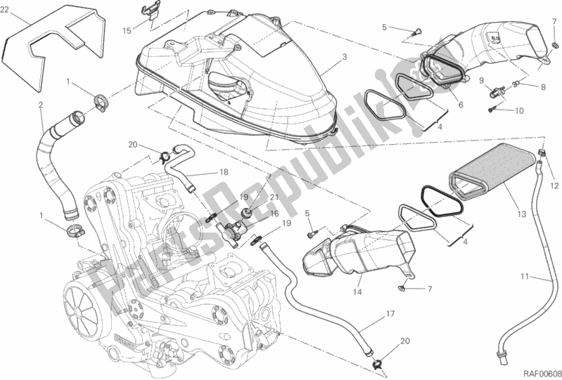 All parts for the Intake of the Ducati Diavel FL Thailand 1200 2019